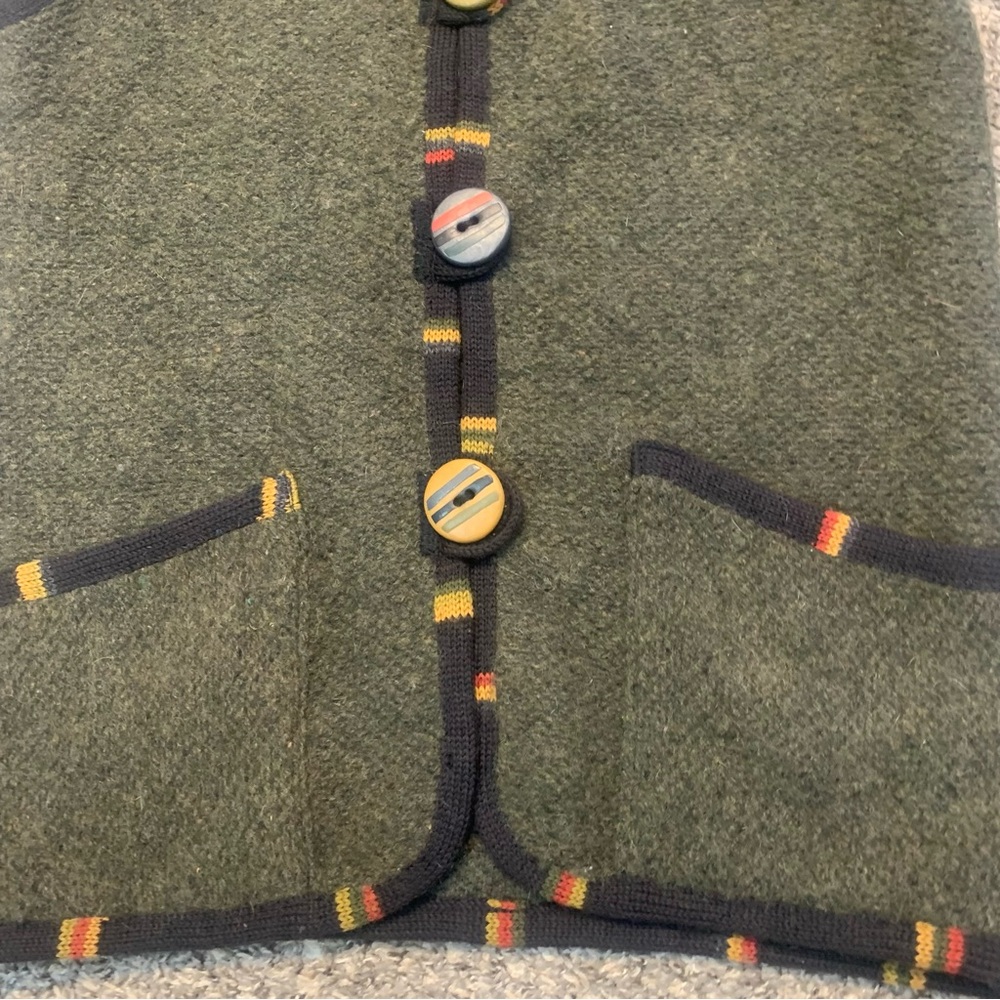 Norah Curtis Canada Vintage Wool Silk Wooden Button Vest - Picture 11 of 11